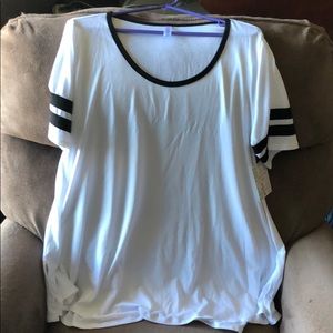 Lularoe Large Perfect T - white w/black trim